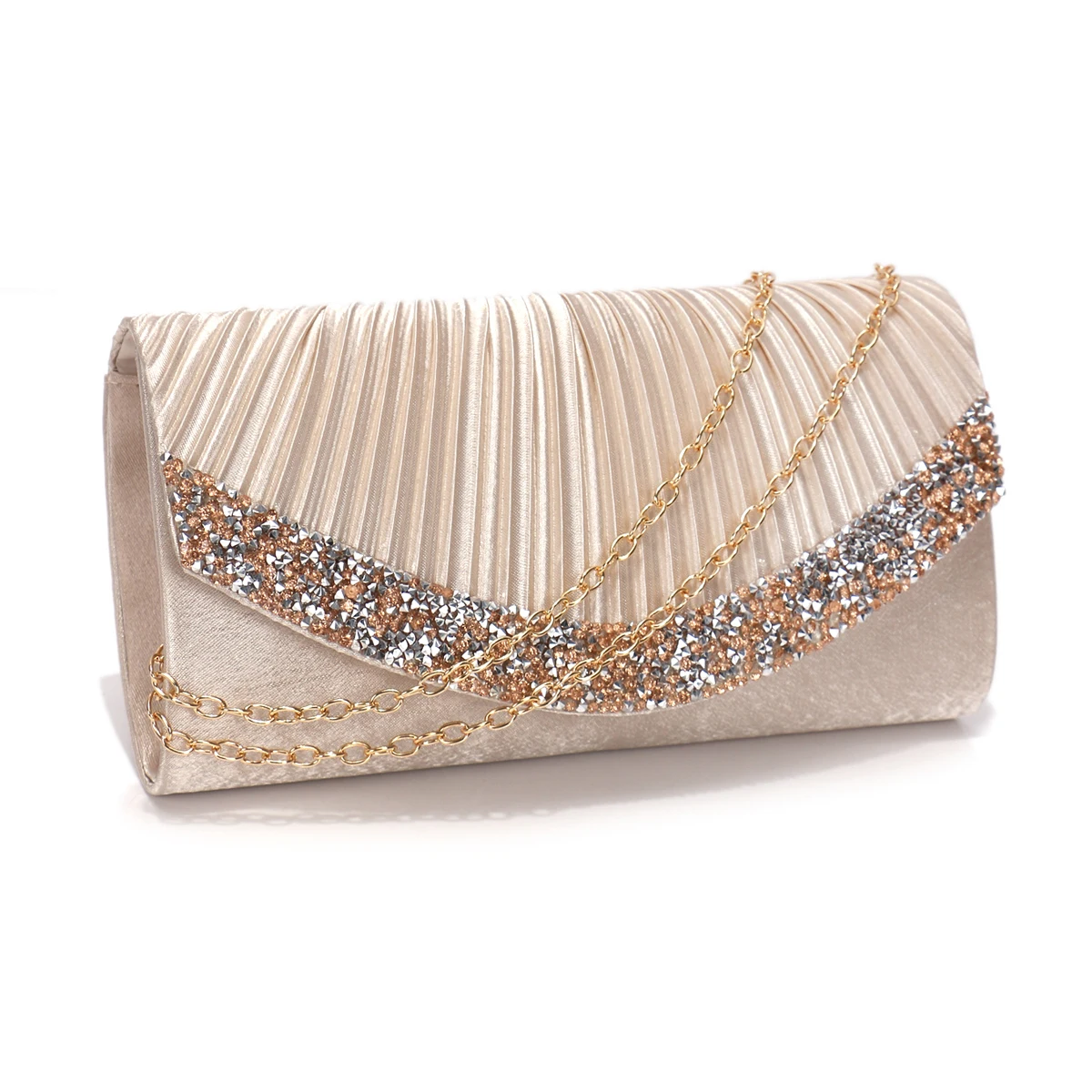 Satin Evening Handbags with Rhinestones for Women