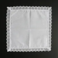 3Pcs 25x25cm 100% Cotton Women Lady Handkerchiefs White Color Embroidered Hankies Square Scarf DIY Painting 2
