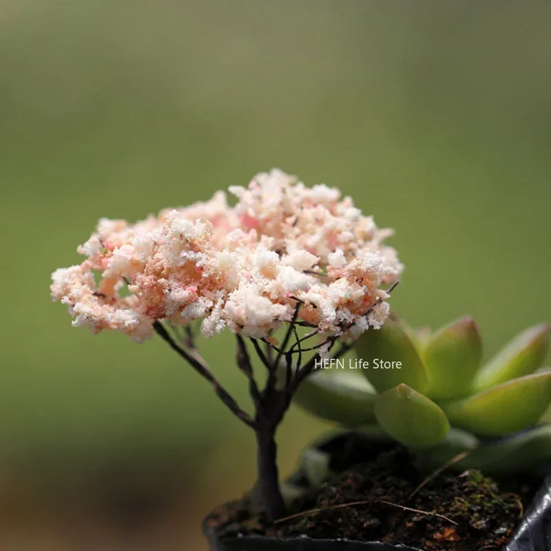 Kawaii Micro Figurines for Home Decoration, Sakura Miniatures, Mini Simulation Trees, Landscape for Garden, Kawaii Cherry Desk