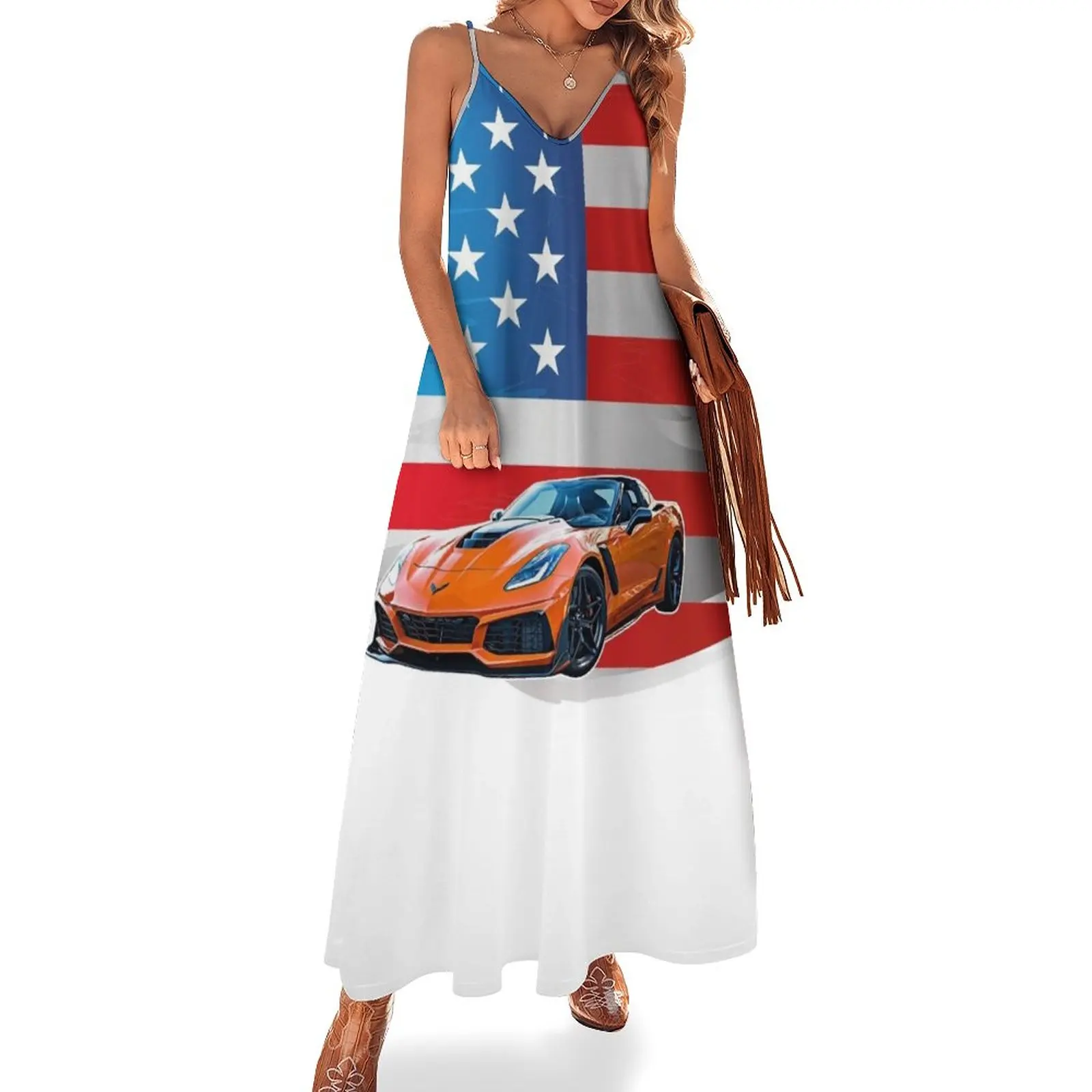 

New USA Supercars C7 Sleeveless Dress summer dresses women dress Dresses gala