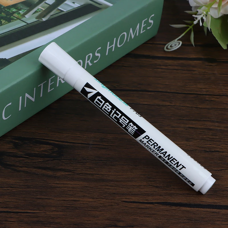 

1pc White Marker Pen Permanent Oily Waterproof Plastic Gel Pen Writing Drawing Graffiti Pen Stationery Writing Pen