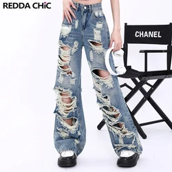 REDDACHiC Big Size Ripped Boyfriend Jeans Torn Damage Destroyed Y2k Wide Pants Women Skater Baggy Jeans Street Hip-hop Trousers