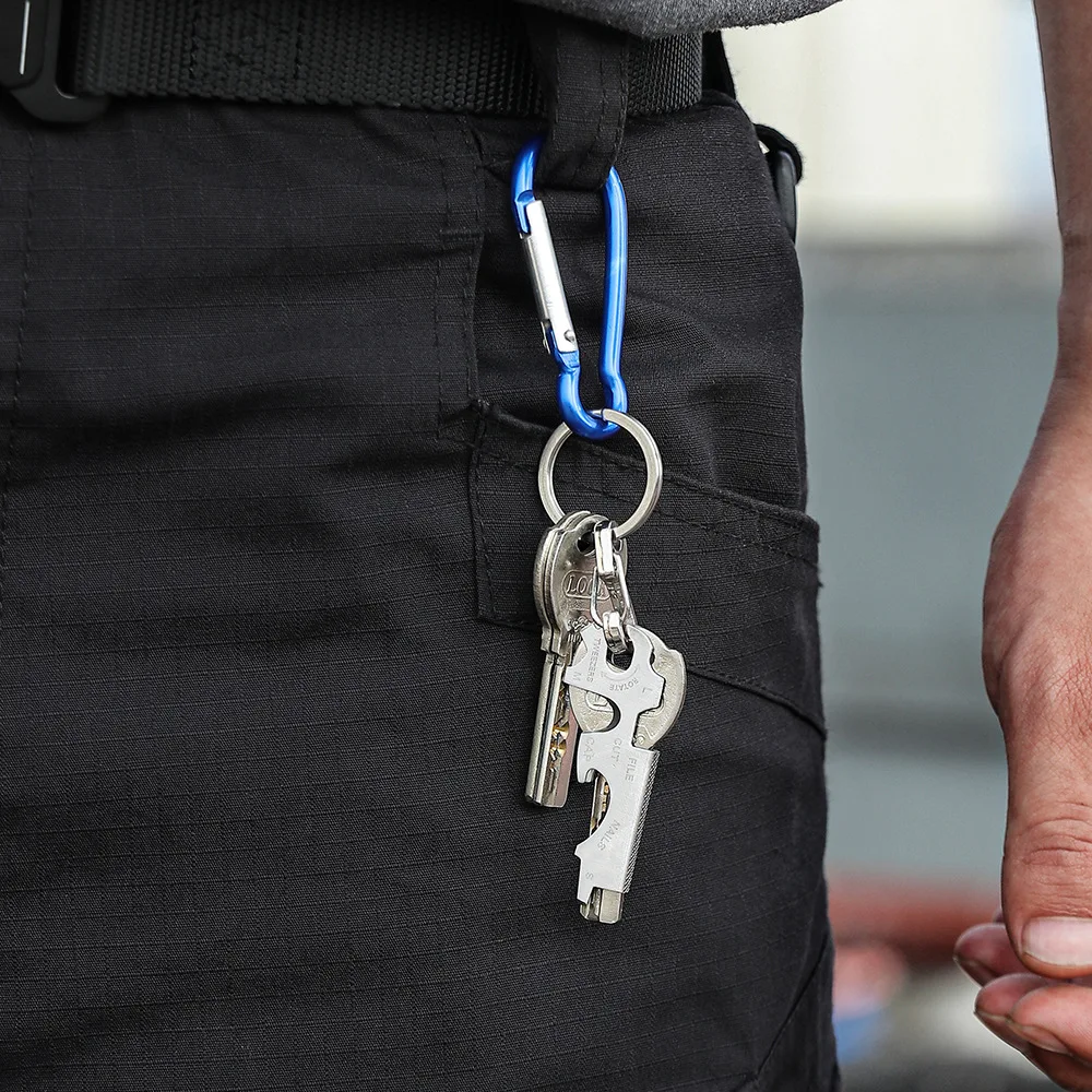 1PC Outdoor Camping Stainless Steel Keychain Multi-function Tool Hook Pliers Nail File Bottle Driver Screwdriver Bottle Opener