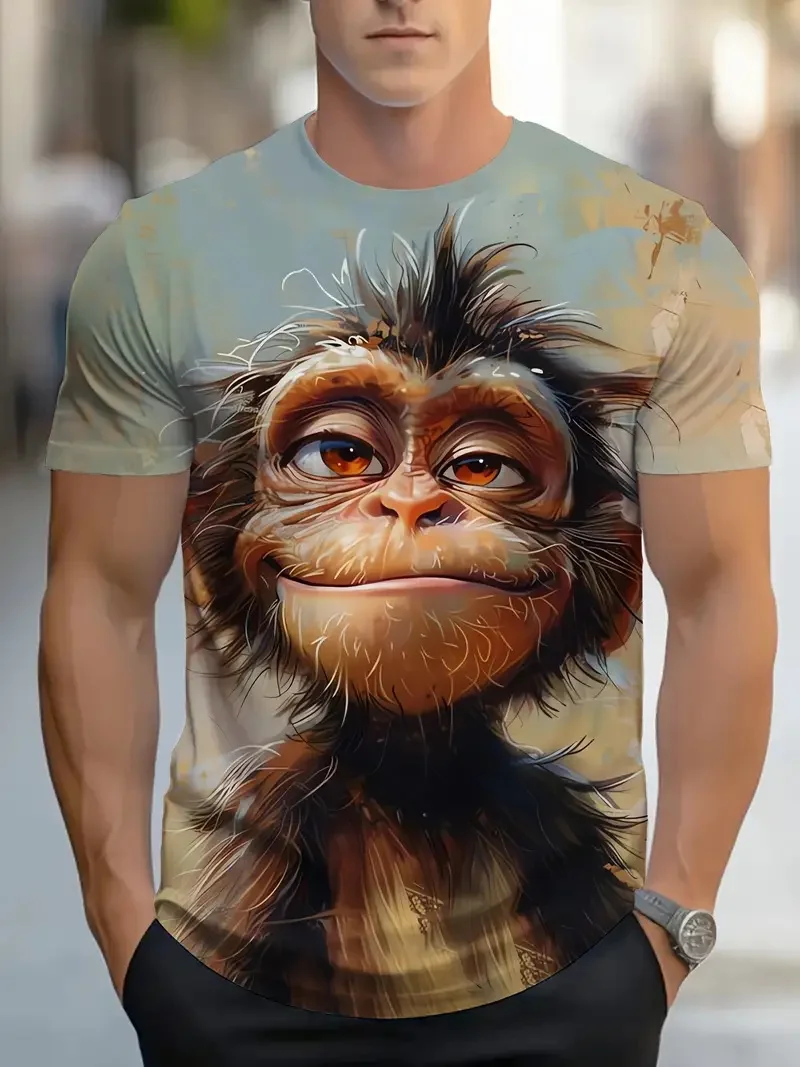 Men's Funny Monkey Graphic 3D Print Short Sleeve T Shirt