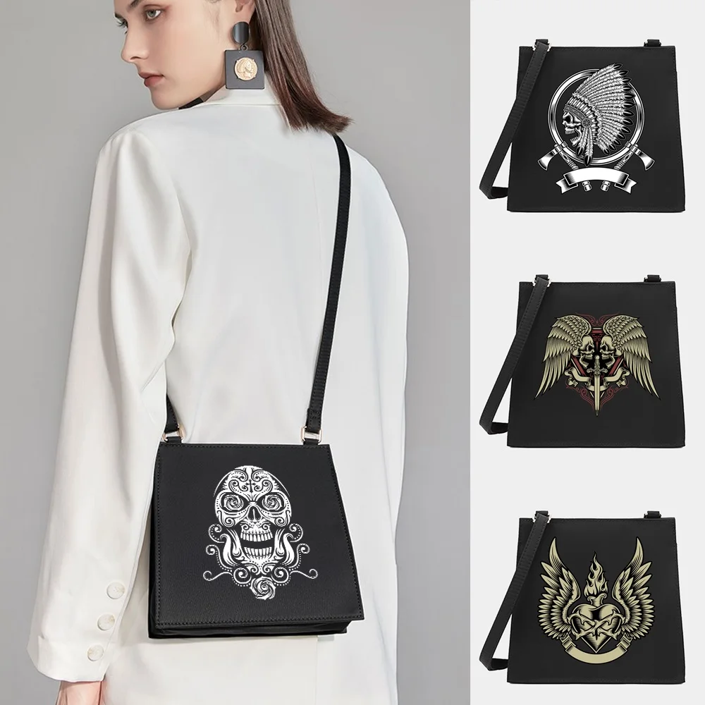 

Women Shoulder Messenger Commute Shopping purse Handbag Designer Small Square Bags Skull Series Pattern Crossbody Tote Bag