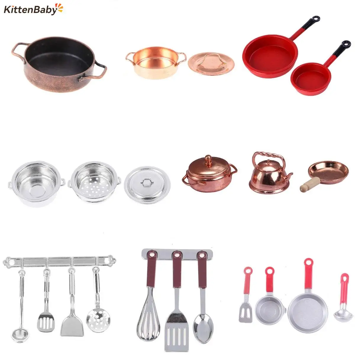

1/12 Dollhouse Kitchen Toy Simulation Spatula Kettle Kitchenware Miniature Pretend Play House Toys Educational Gift For Kids