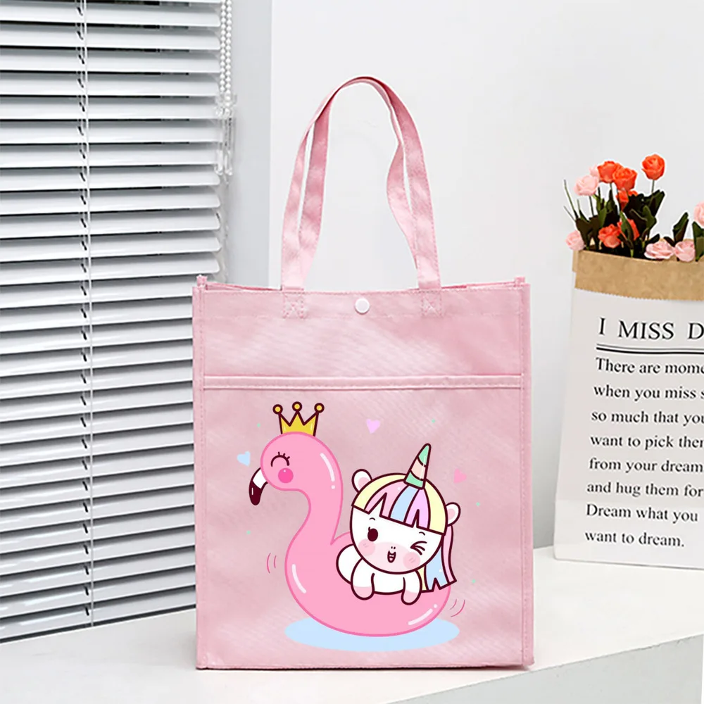 Student Cartoon Unicorn Print Multifunctional Oxford Storage Bags Large Capacity Tuition Bag Cartoon Cute Girl School Tote Pouch 6