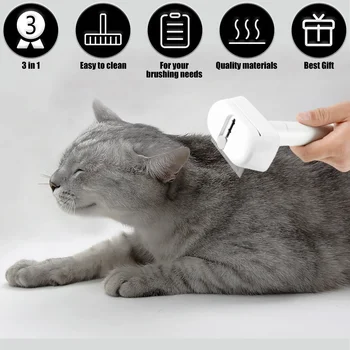 3 IN 1 Pet Hair Brush Stainless Steel Cat Dog Hair Brush Multifunctional Comfortable Massage Beauty Comb Pets Accessories New 6