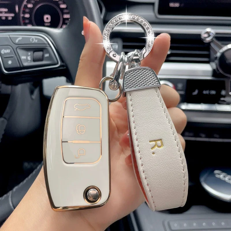 

Leather Strap Folding Key Car Key Case Cover for Ford Fiesta Focus 2 Ecosport Kuga Escape Falcon B-Max C-Max Eco Sport Galaxy