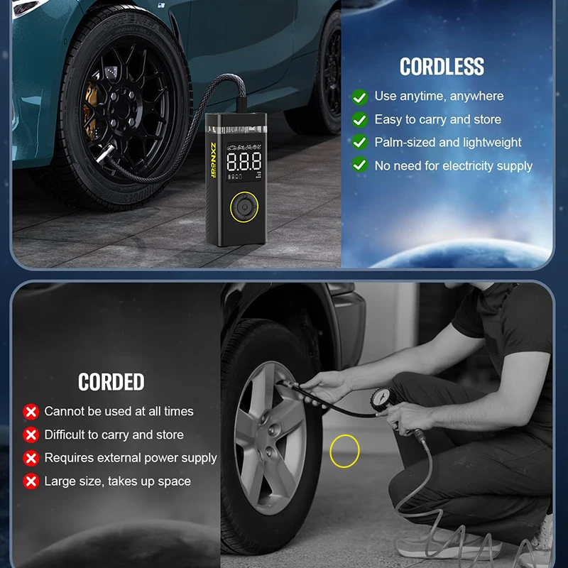 Rechargeable Air Pump Tire Inflator Portable Compressor Digital Cordless For Motocycle Bicycle Balls portable air compressor