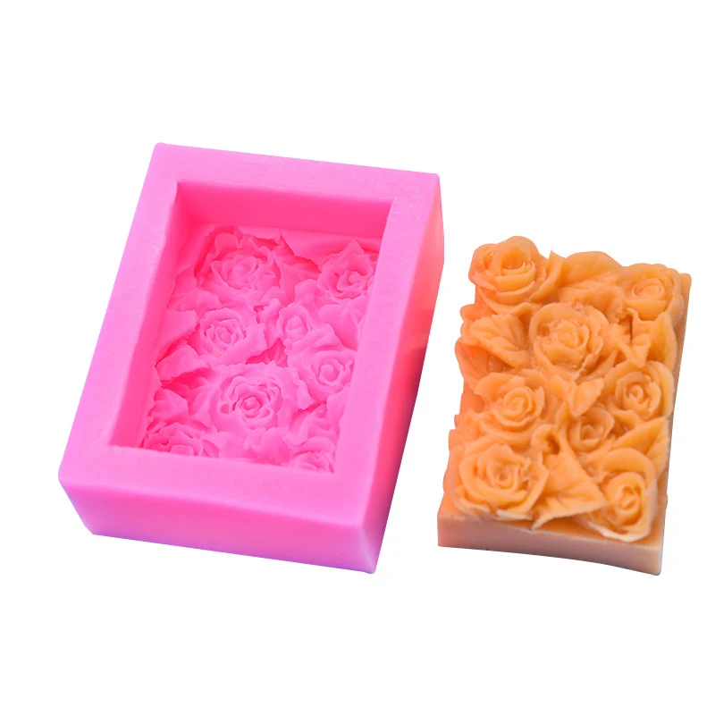 Rose Silikonform für Seifenherstellung Blumenkerze Schokoladenformen DIY Handwerk Kunst Kuchen Dekoration Werkzeug Küche Backzubehör – Detail 8