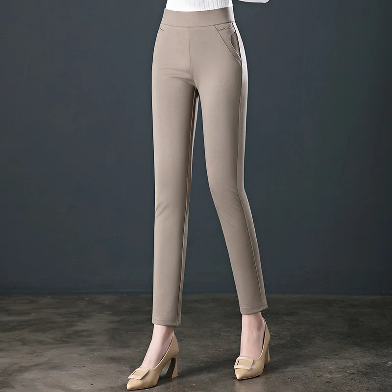 Autumn New Straight Leg Pants Ladies High Waist Casual Pants Super Large Size High Stretch Knitted Women's Trousers Trousers