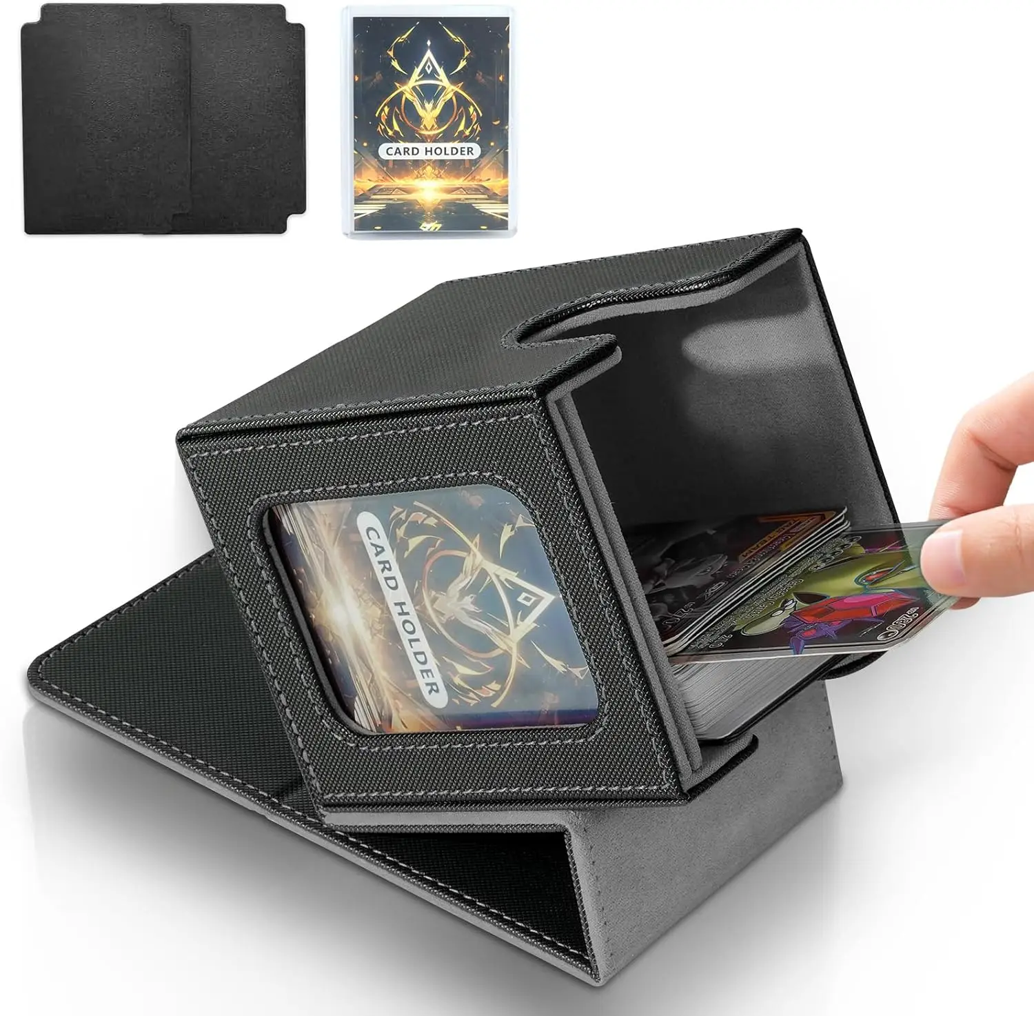 Premium PU Leather Trading Card Display Storage Box - Holds Over 120 Sleeved Cards