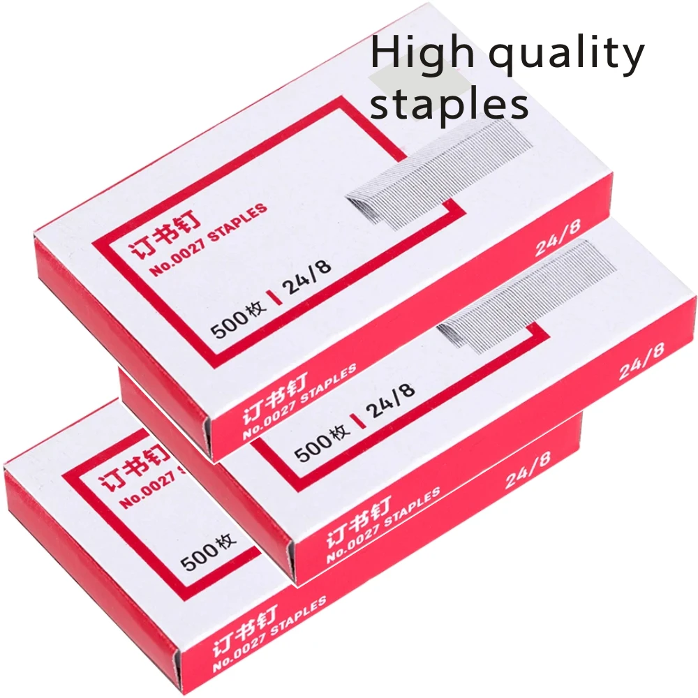 delvtch transparent stapler 1000pcs metal 12 24 6 staples rose silver set office accessories school stationery binding supply 24/8 12# Staples  universal upgraded version Office  Stainless Binding Set 500pcs Supplier Steel For Stationery Office School