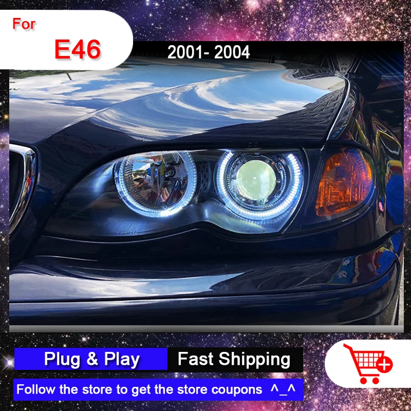 

Car LED Headlights For BMW E46 2001-2004 DRL Turn Signal All LED Bi-focus Lens Front Lamp Auto Accessories