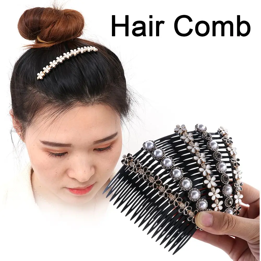20 Teeth Women's Fashion Headwear Hairband Hair Clip Inserted Hair Comb Rhinestone Buttons Bangs Hairpins
