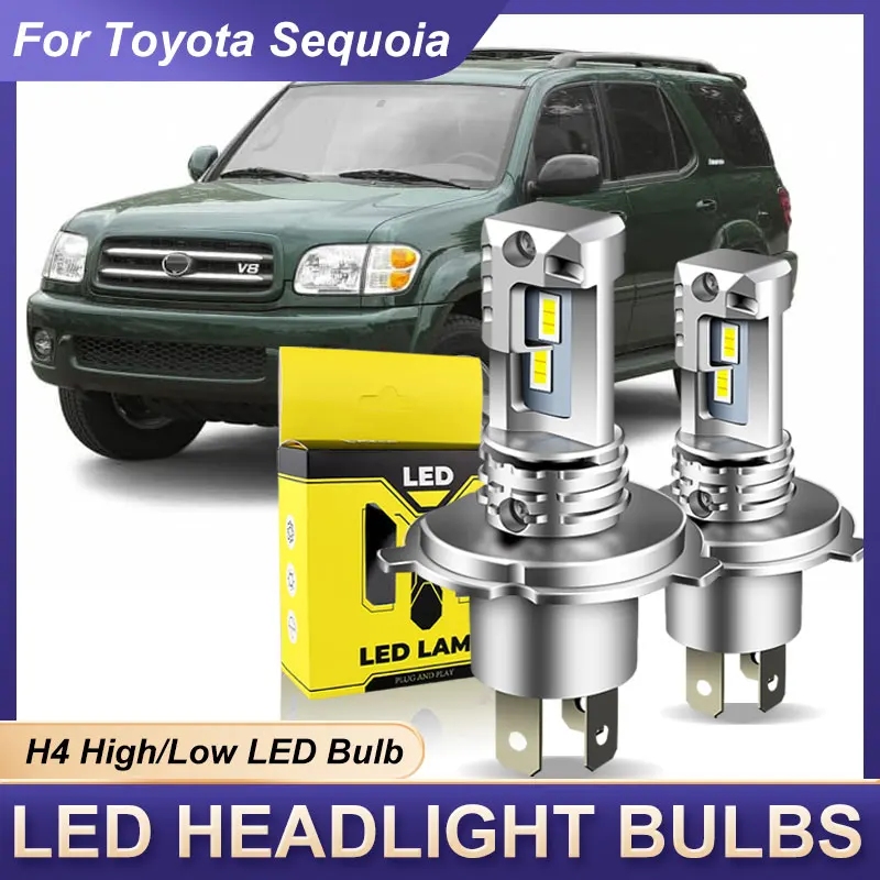 

2pcs LED Headlight High/Low Beam Bulbs H4 9003 HB2 Bright Lamps CANbus 12000lm For Toyota Sequoia 2001 2002 2003-2007 6000k