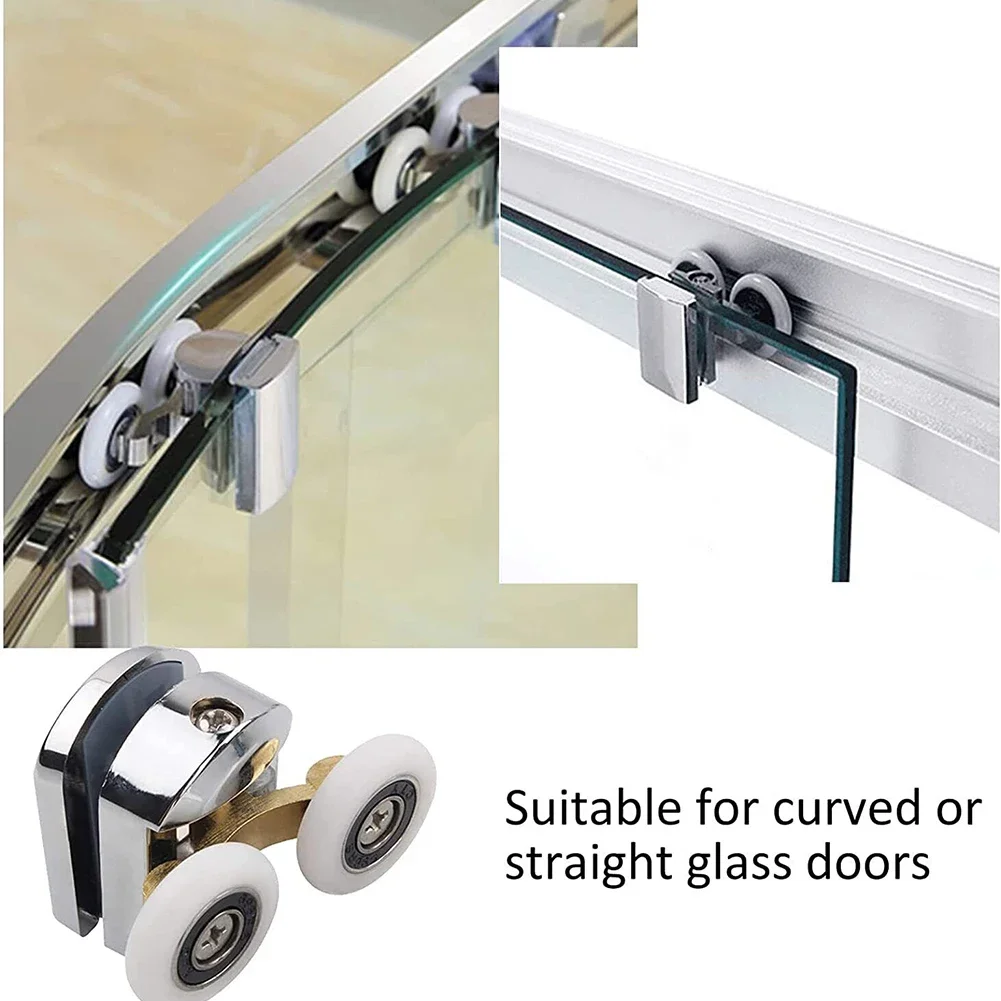 4pcs Shower Screen Door Roller Zinc Alloy Double-Wheel Sliding Shower Door Roller Top And Bottom 23mm Replacement