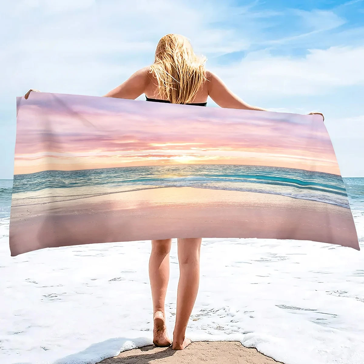

Tropical Starfish Beach Sunset Swim Beach Towel Oversized,Thick Sand Free Microfiber Fast Drying Super Absorbent Beach Towels
