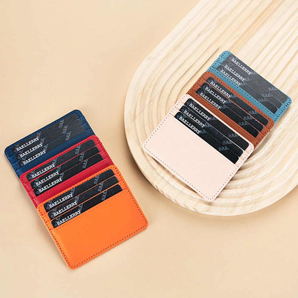 Baellerry Classic Small Card Holder, Simple Stitching Design, Compact and Portable Mini Card Holder