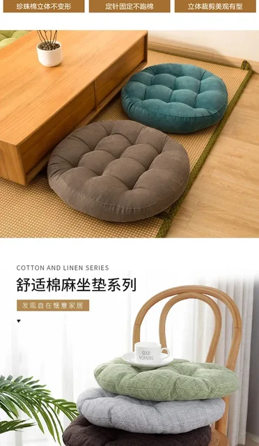 Cuscino Meditazione Tibetano Septpenta - Rotondo In Lino Per Yoga E Zen 40x6cm - Foto 12