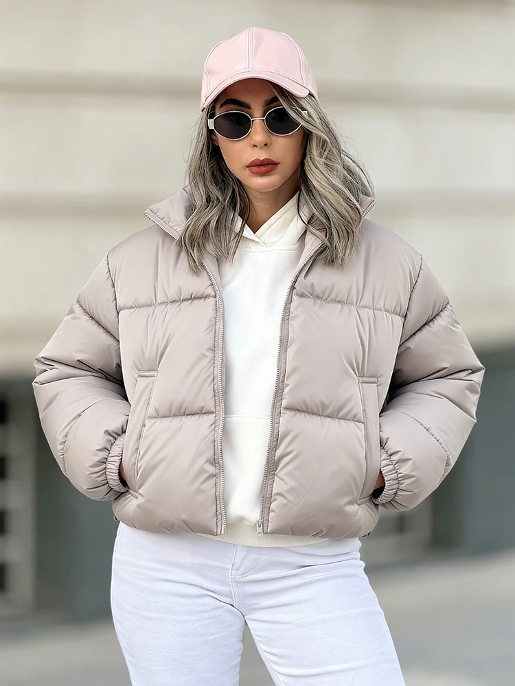 Women's Jacket New High Collar Cotton-Padded Jacket Thickening Warm Short Parkas Coat Winter Jackets for Women Casual Outerwear