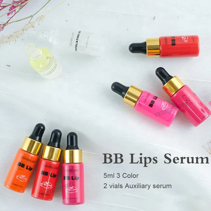 New 5ml Semi Permanent BB Lip Serum BB Cream Glow Ampoule Starter Kit Lip Gloss Pigment For Coloring Moist Lips Skin Care 5