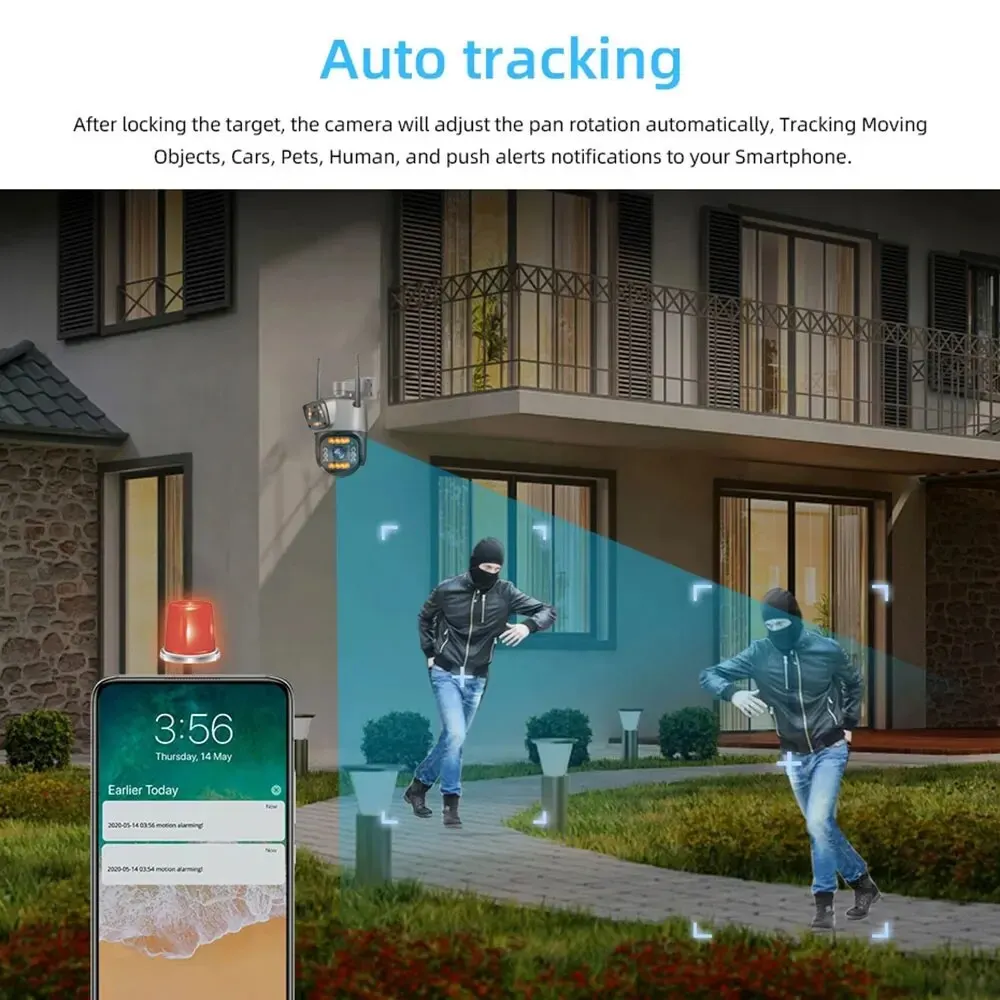 Dual Lens 4G IP Camera WiFi 8MP 4K Surveillance Cameras Wireless Outdoor Smart Home Night Vision V380 Digital Zoom CCTV Camara 3