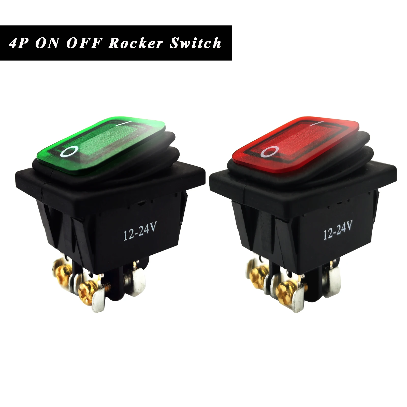 10pcs-Red-Green-LED-Rocker-Toggle-Switches-4Pin-2Position-ON-OFF-DC-12V ...