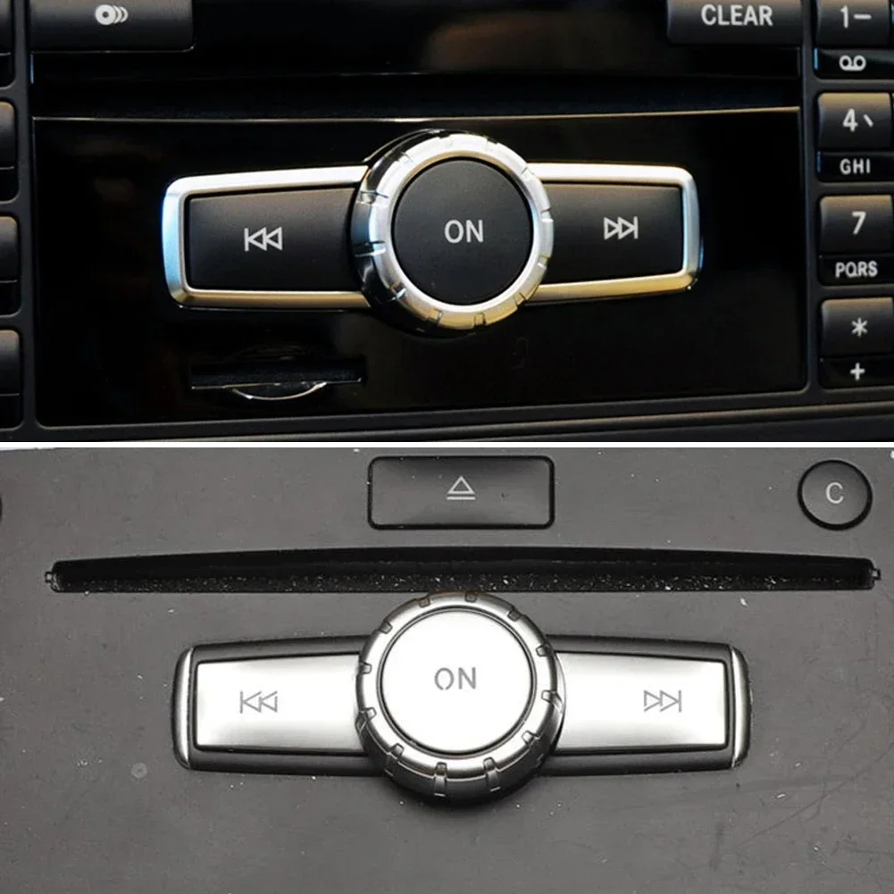자동차 멀티미디어 볼륨 라디오 ON 버튼 커버 트림 스티커 데칼 For Mercedes Benz A B C E GLA CIA ML GL SLK W176 W246 W204 W212