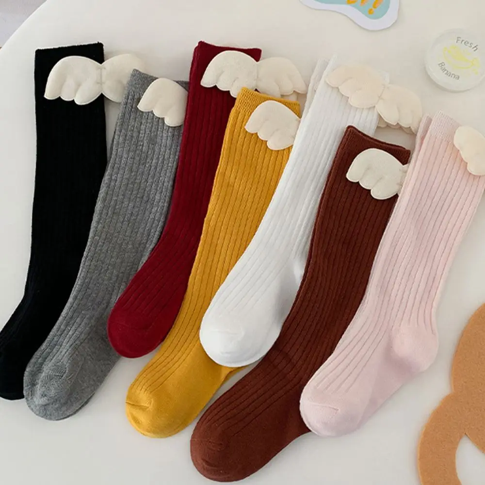 

Adorable Cute Angel Wing Anti-Slip Cotton Anti-mosquito Kid Girls Socks Hosiery Korean Style Stockings Knee High Socks