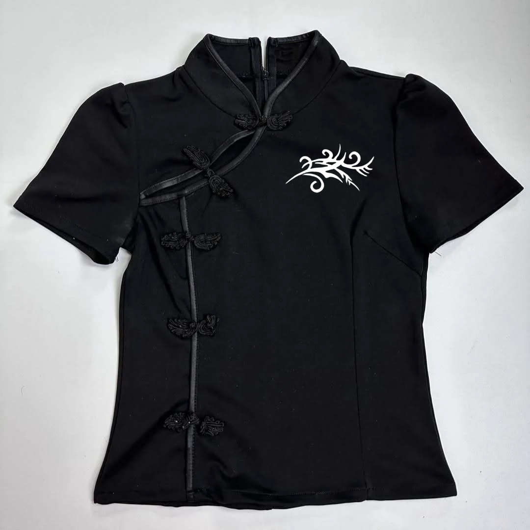 ตัวเลือกสินค้า เสื้อแขนสั้น Gothic Y2K ดีไซน์คลาสสิก