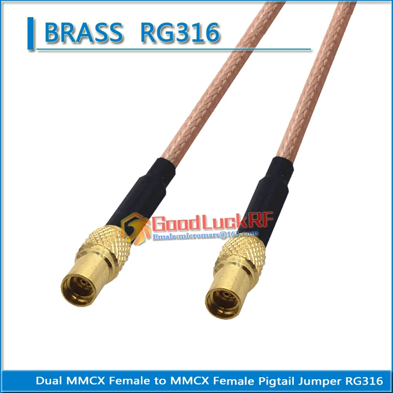 

High-quality Dual MMCX Female to MMCX Female Plug Pigtail Jumper RG316 extend Cable Low Loss Brass 50 ohm