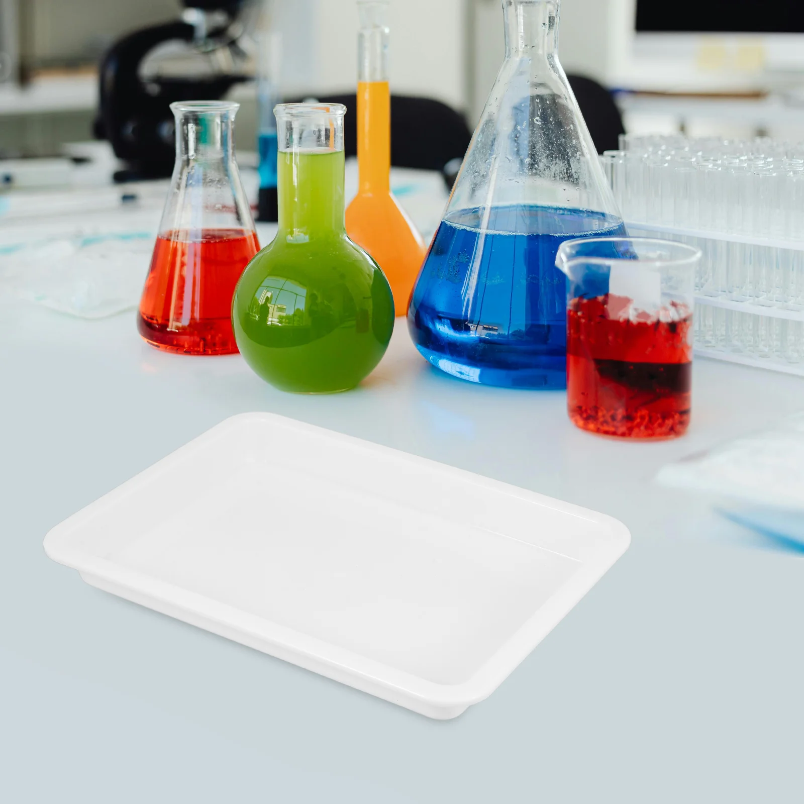 Tray Multi-functional Pan Square Chemical Experimental Laboratory Plate Rectangular Dish White Plastic