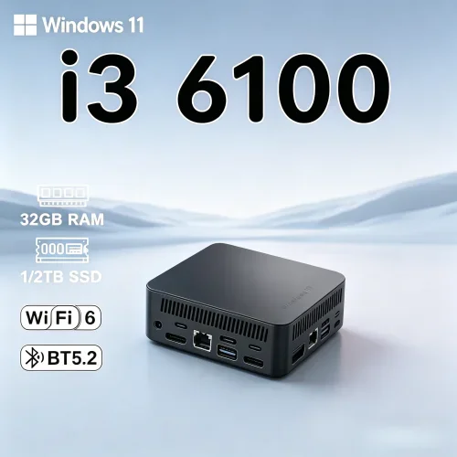 2026 노바테 디미니티브 미니 PC 윈도우 11 프로 코어 i3 6100 램 1TB 2TB SSD WIFI 6 BT5.2 4K HD 고급 레저 게이밍