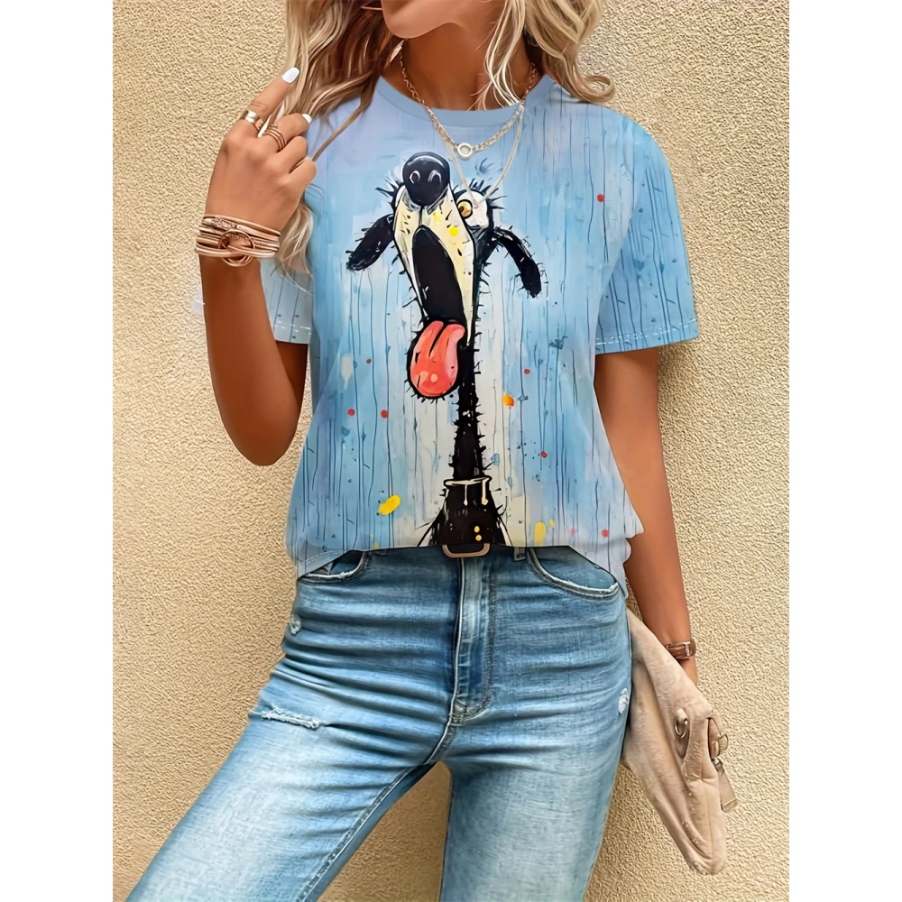 

Women's T-Shirts Cartoon Characters 3d Print Rose T-Shirt Harajuku Casual Short Sleeve Top Tee O Neck Oversized Female Clothing