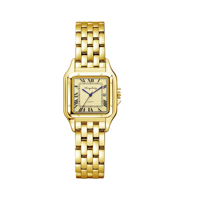 Elegant Square Design Stainless Steel Couple Quartz Watches