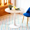 32 Inch |Round Dining Table with Faux Marble Top for Kitchen Bar Patio and More| Modern Small Coffee Table Living Room Accent 2