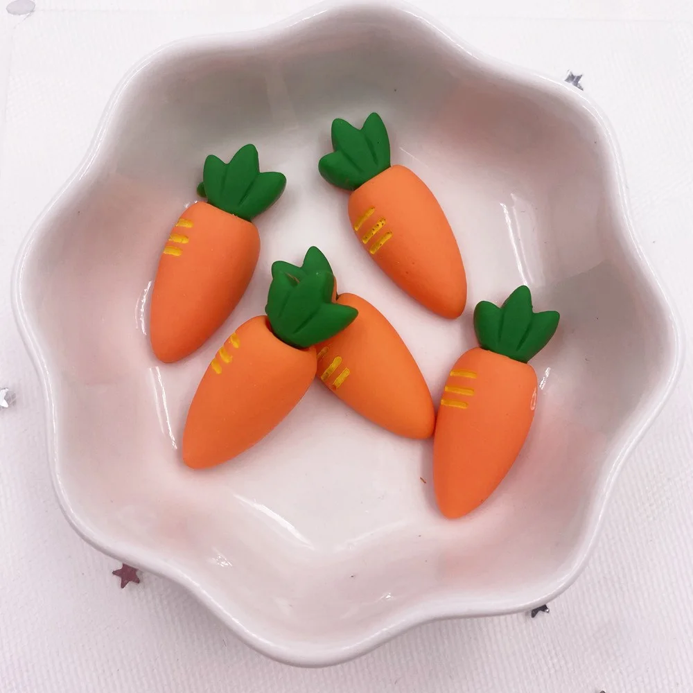 Resin Colorful 3D Carrot Figurines 10pcs for Scrapbook DIY Hair Bow Hairpin Embellishments