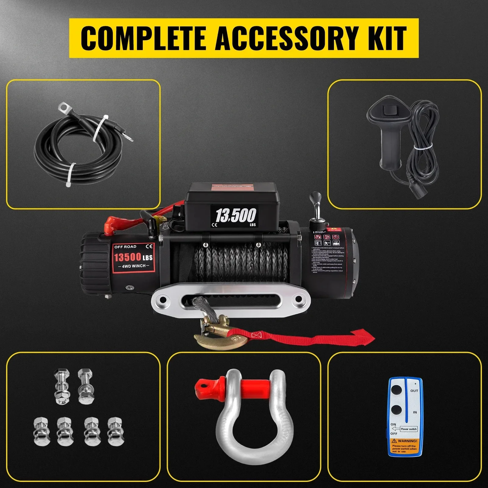 JH 12V 13500LBS Electric Truck Winch Vehicle Mounted Self Rescue Crane for Off-r