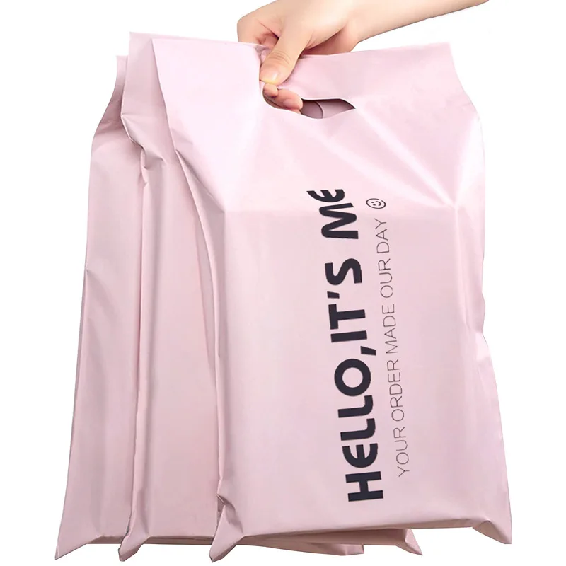 

Poly Mailers with Handle Mailing Envelopes Handbag Easy to Carry Shipping Bags Wrap Packing Thank You Hello Hey Self Adhesive