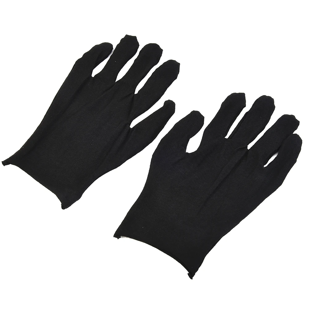 Black Cotton Gloves Soft Large Sensitive Cleaning Dry Moisturizing Hand Protection Household Protective Gloves Kitchens 12Pairs