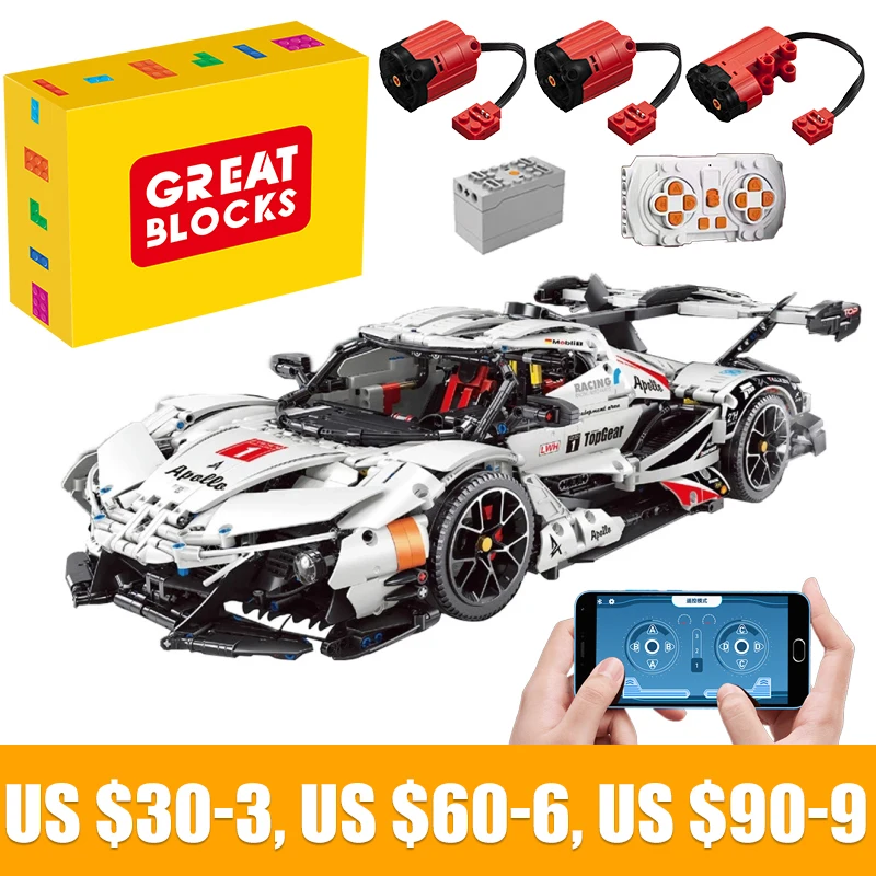 

Technical APP Remote Control Moter Power T5012 Apollo IE Building Blocks Bricks Super Sports Car Moc Sets Toys Kids Modular Gift