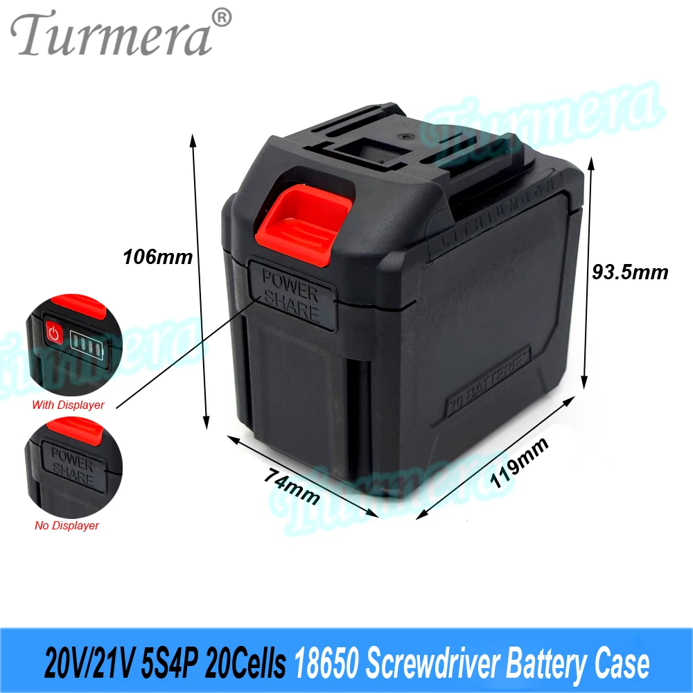 Turmera ũ̹ ͸ ̽,  帱  , 5S2P 10X 5S4P 20X 18650  ġ, 5S 30A BMS, 20V, 21V