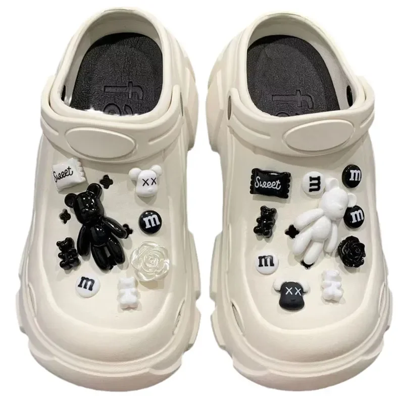 Whole Set Hot DIY Hole Shoes Charms for black and white bears Handmade Charms Designer Quality Garden Shoe Decoration Girl Gift - Image 5