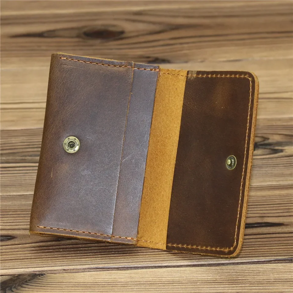 Portafoglio Uomo Vintage In Pelle Originale - Piccolo E Pratico Con Chiusura Cerniera, Dimensioni 11x8 Cm