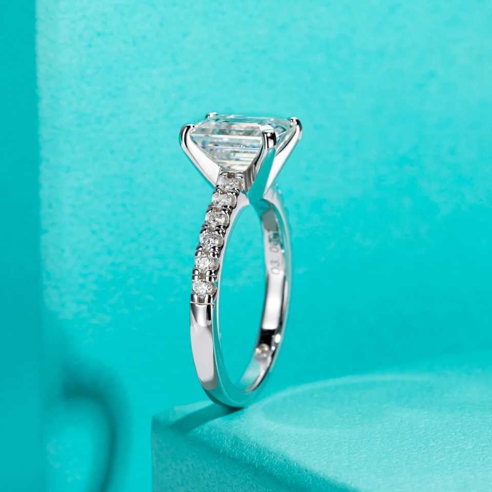 AnuJewel 3ct エメラルドカット D カラーモアッサナイト婚約指輪