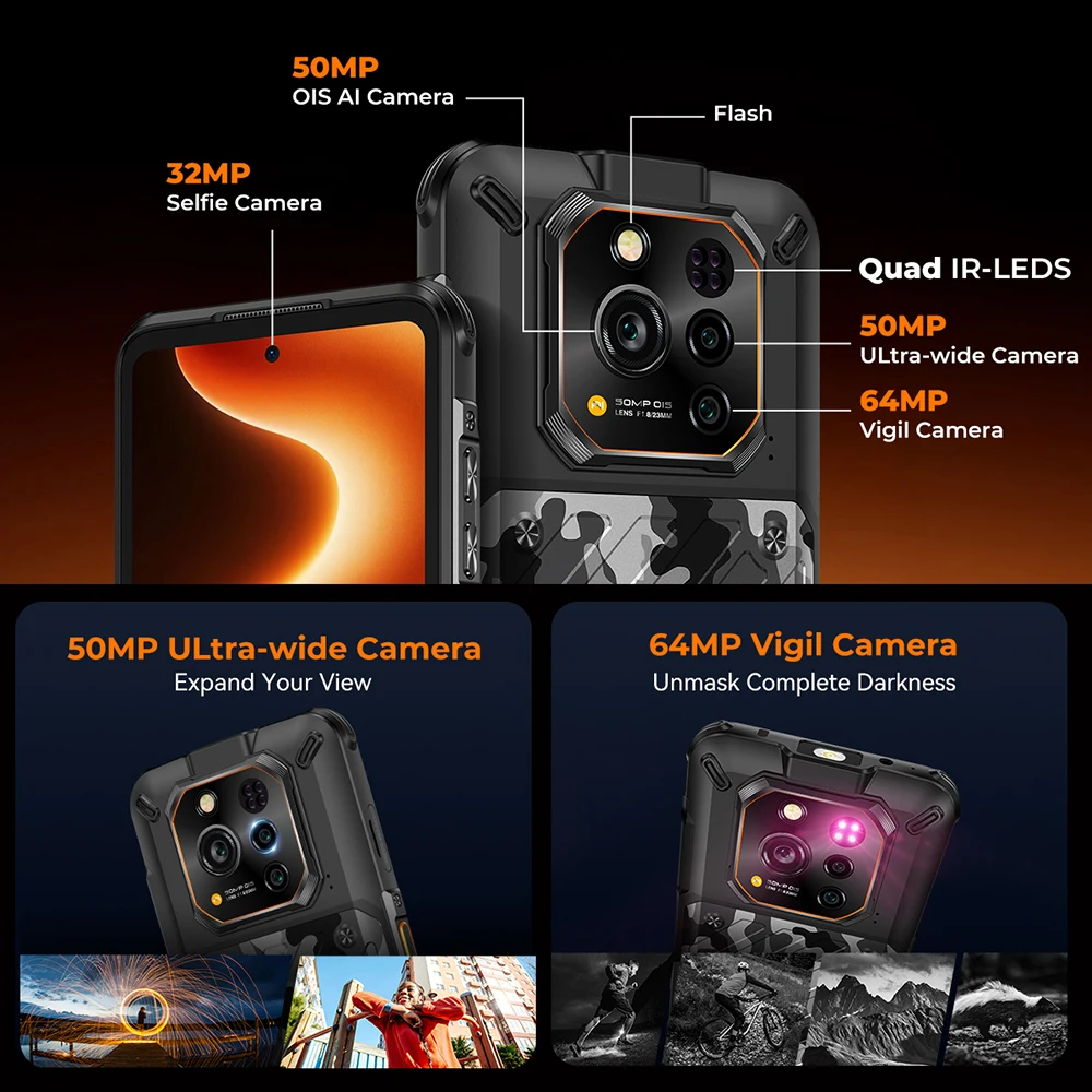 RugOne Xever 7 5G Rugged Phone Android 15 Smartphone 512GB ROM 12+12GB RAM 6.67" 120Hz AMOLED NFC 5500mAh Swappable Battery