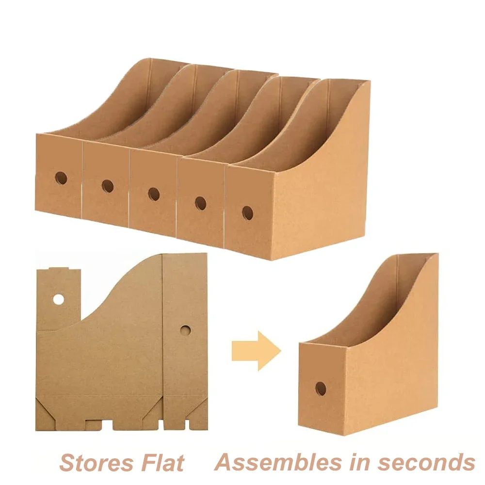 Desk Organizer 3/5PCS Magazine Files Kraft Paper Material Cardboard File Holder Standing Magazine Books Documents Storage Rack