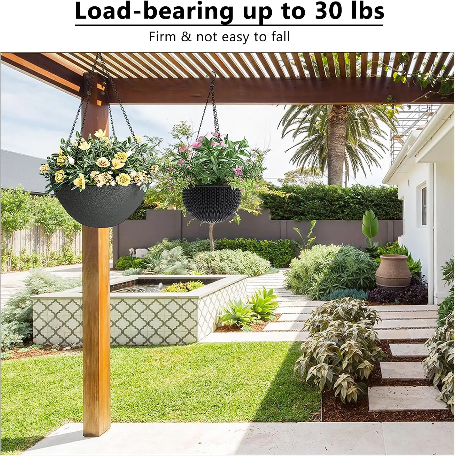 Flower Pot 40cm Imitation Rattan Hanging Basket Flower Pot Chain 3 Hooks Basin Hydroponic Plants Plant Grow Basin Home Garden Decor